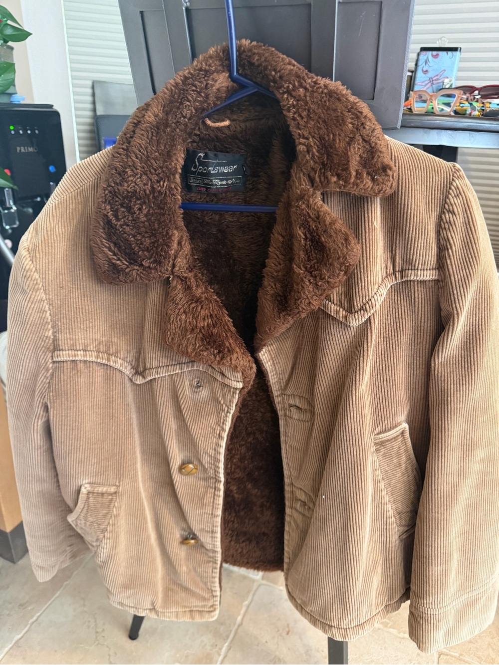 Corduroy Teddy-Lined Jacket in Brown by
